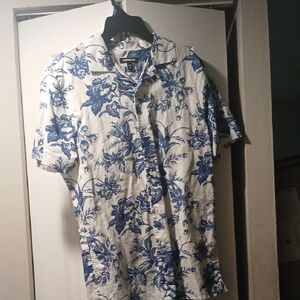 Express  Blue Floral Men's Shirt